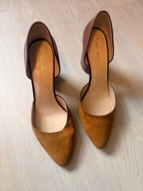 Nine West Two-Tone D'Orsay Pointed-Toe Pumps in Brown & Tan